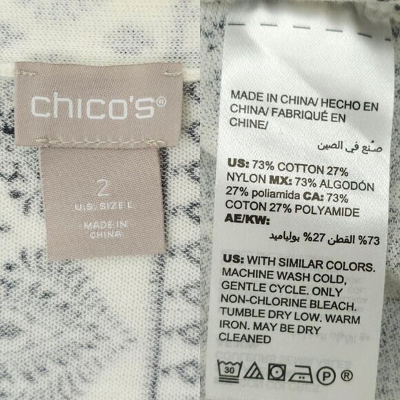 Chicos Open Front Cardigan Womens Size 2 US L Ruched Sleeve Sweater Paisley - Picture 7 of 16
